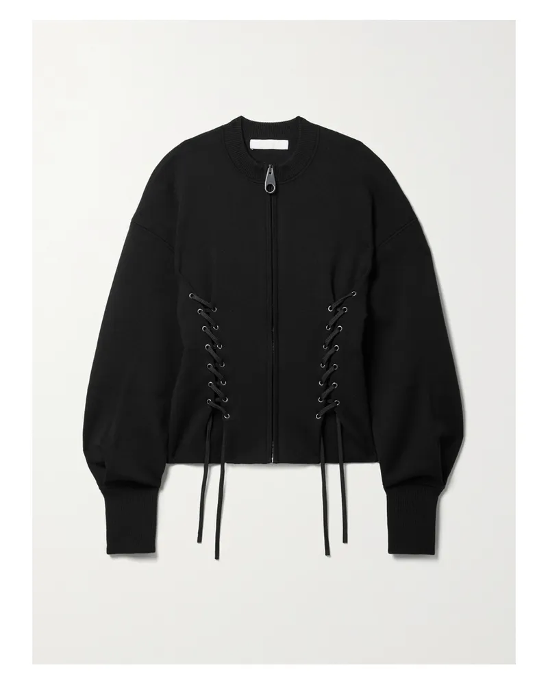 Chloé Cardigan Aus Einer Merinowollmischung Mit Schnürungen - Schwarz Schwarz
