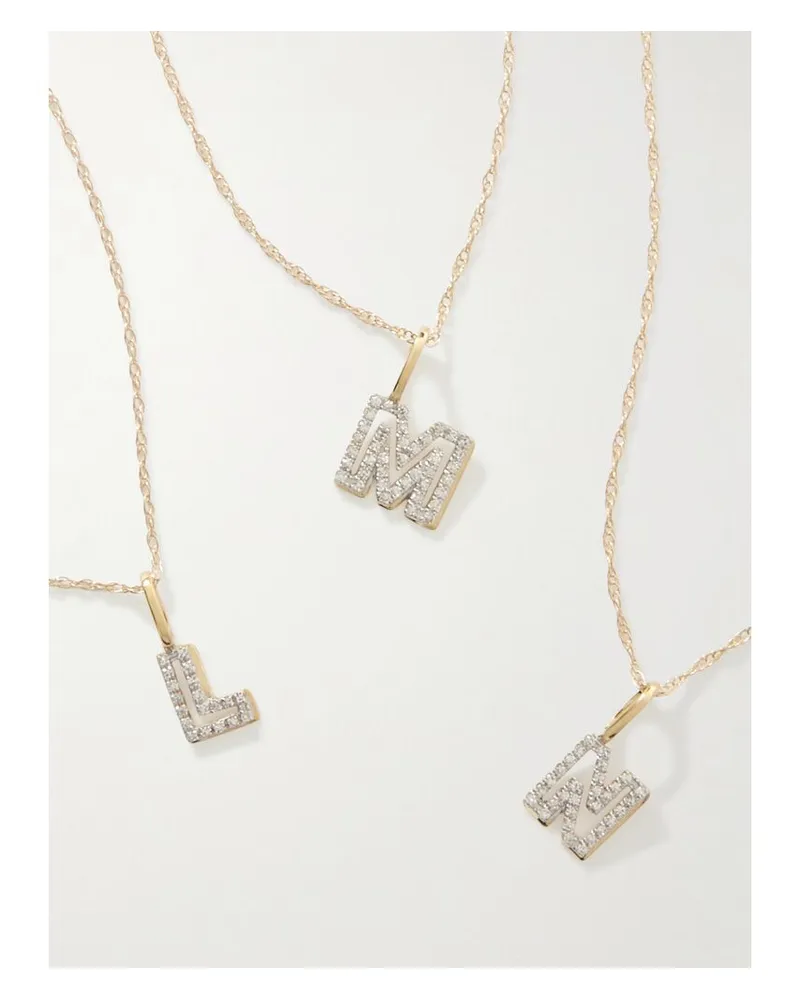 Stone & Strand Varsity Initial Kette Aus 10 Karat Gold Mit Diamanten Gold