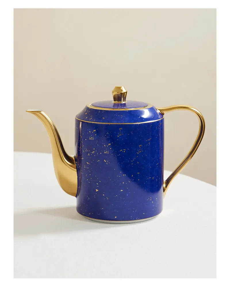 L’OBJET Lapis Teekanne Aus Porzellan Mit Goldfarbenen Details - Blau Blau