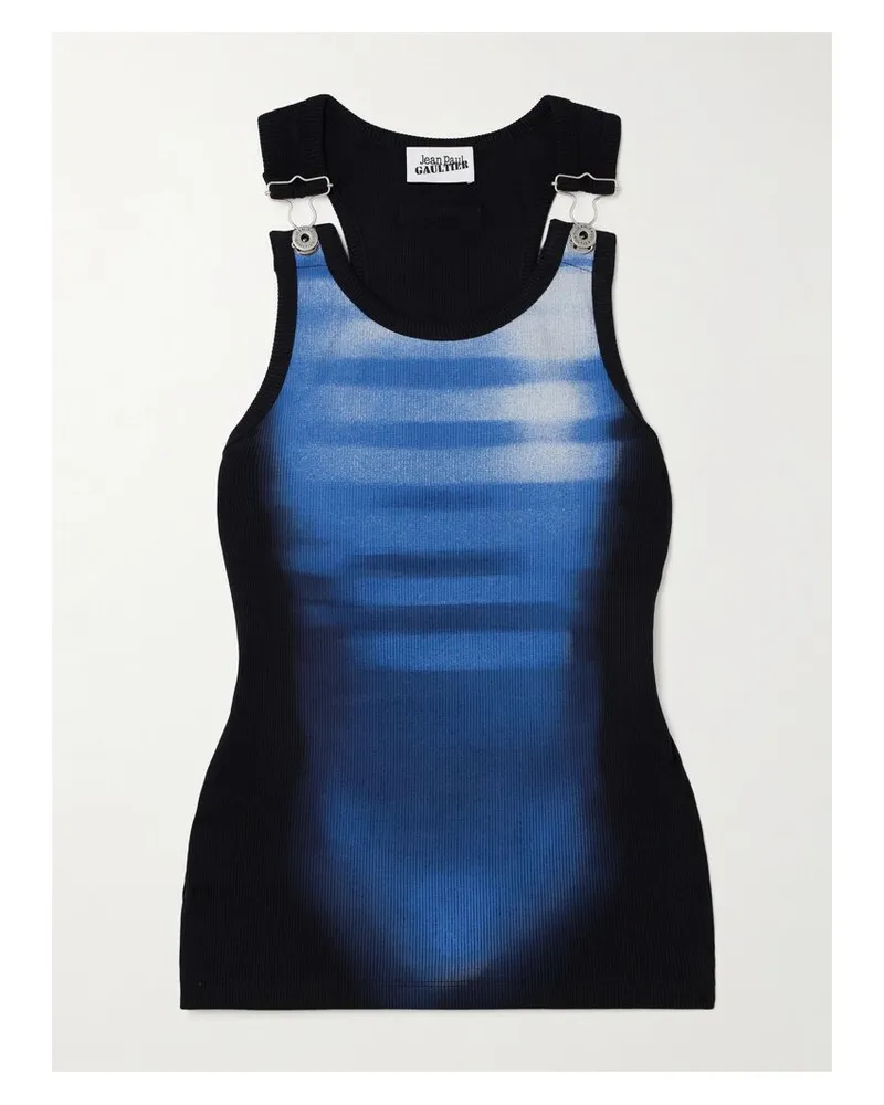 Jean Paul Gaultier Le Mâle Tanktop Aus Geripptem Stretch-baumwoll-jersey - Blau Blau