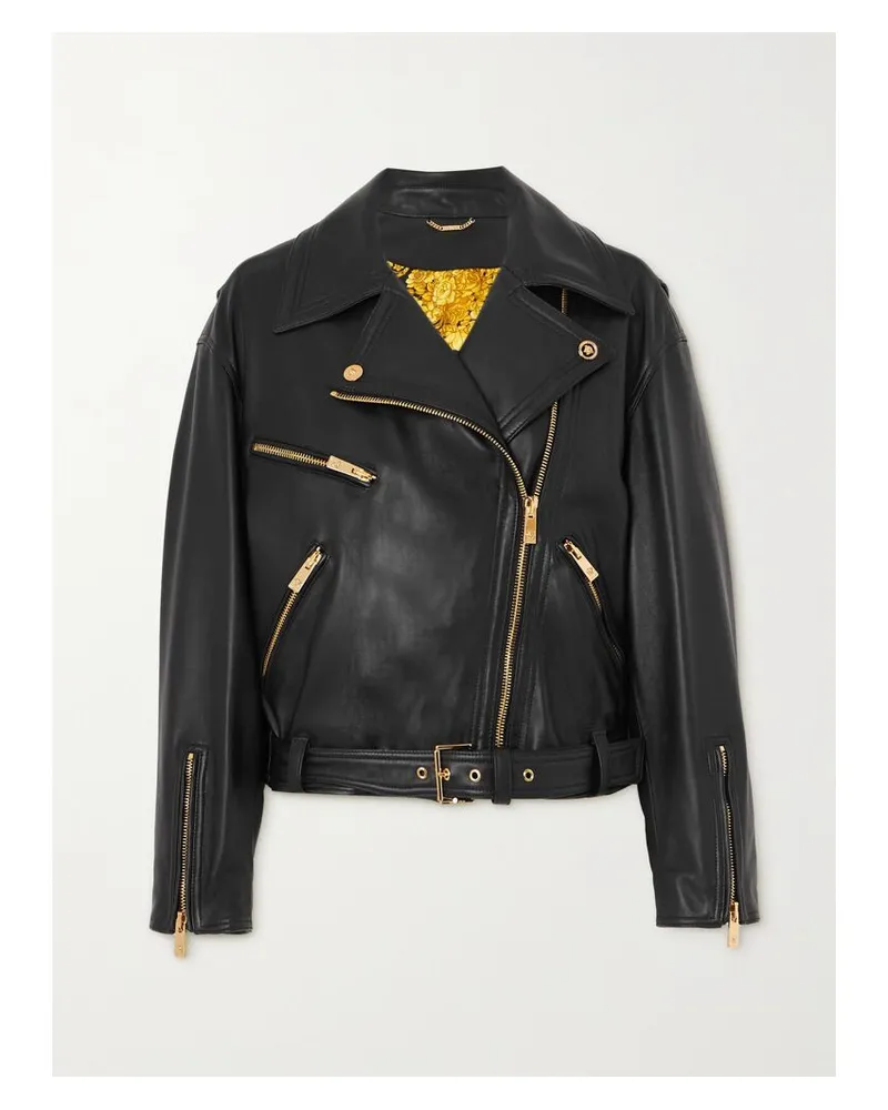 Versace Icons Bikerjacke Aus Leder - Schwarz Schwarz