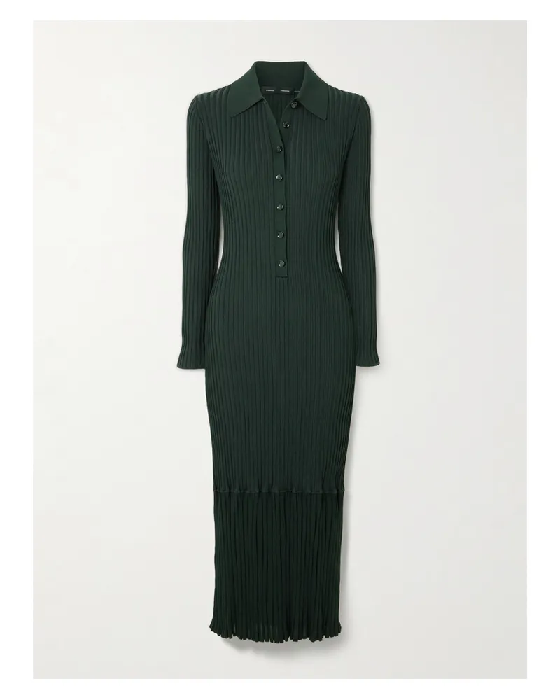 Proenza Schouler Luiza Midi-hemdblusenkleid Aus Rippstrick - Grün Grün