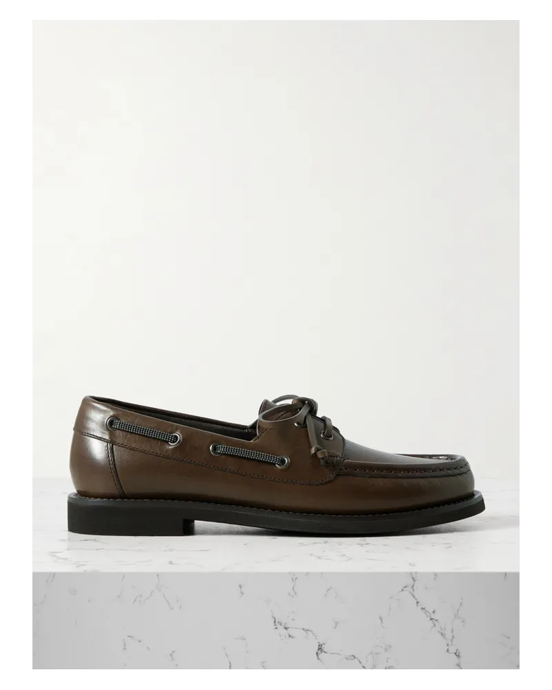 Brunello Cucinelli Bootsschuhe Aus Leder Mit Verzierungen - Braun Braun