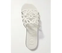 Petal Anagram Leather Slides - White