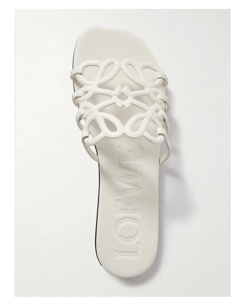 Loewe Petal Anagram Leather Slides - White White