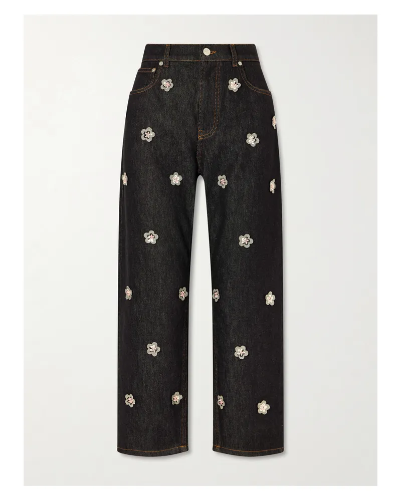 Marni Appliquéd Straight-leg Jeans - Black Black