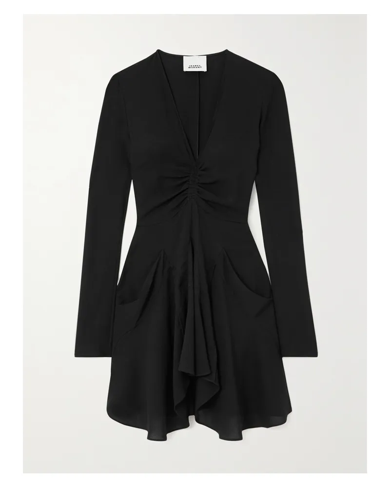Isabel Marant Usmara Minikleid Aus Crêpe Mit Raffungen - Schwarz Schwarz