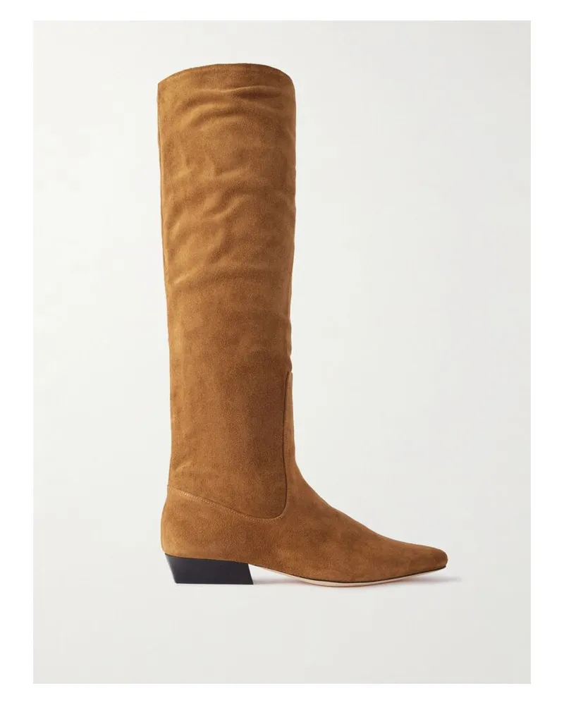STAUD Wally Kniehohe Stiefel Aus Veloursleder - Braun Braun