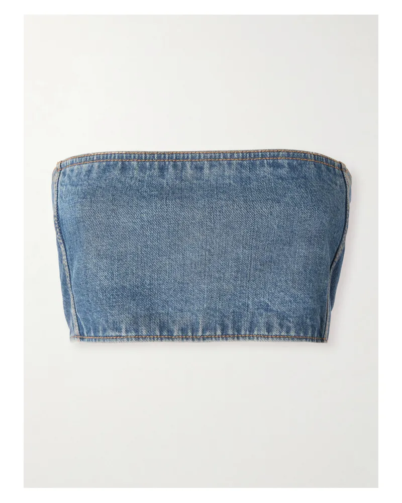 Alaïa Denim Bustier Top - Blue Blue