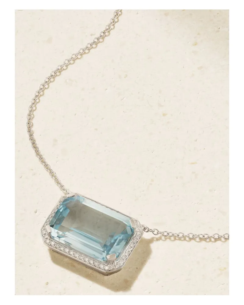 SHAY Portrait Kette Aus 18 Karat Weißgold Mit Kristall Und Diamanten Gold