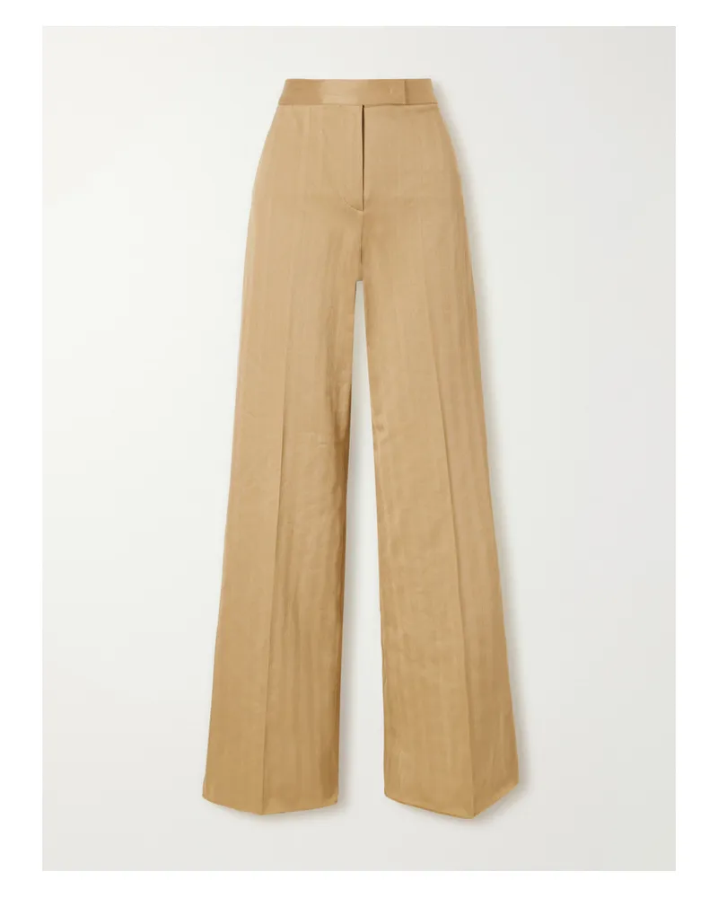 Max Mara Herringbone Cotton Wide-leg Pants - Brown Brown