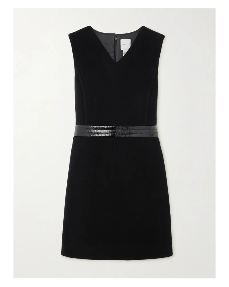 Patou Minikleid Aus Einer Wollmischung Mit Vinylbesatz - Schwarz Schwarz