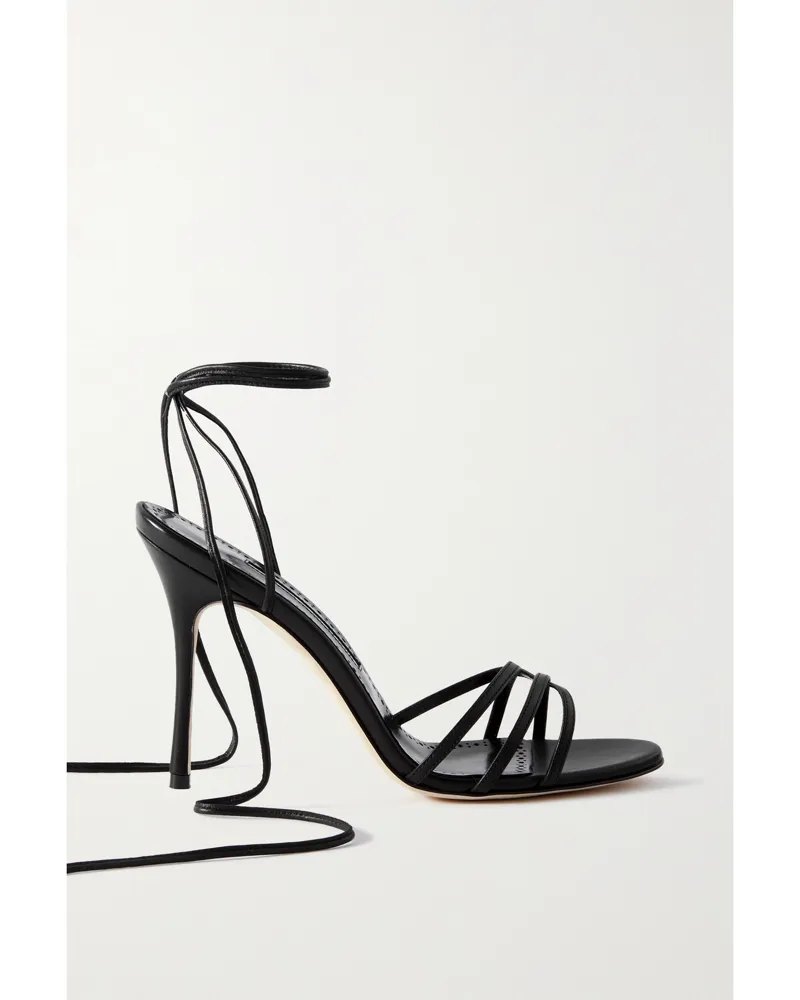 Manolo Blahnik Leva 105 Leather Sandals - Black Black