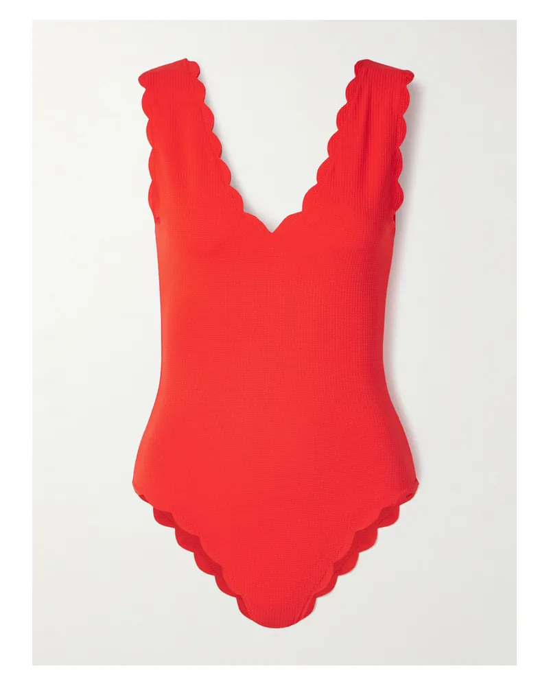 Marysia Charleston Badeanzug Aus Seersucker Mit Wellenkanten - Rot Rot