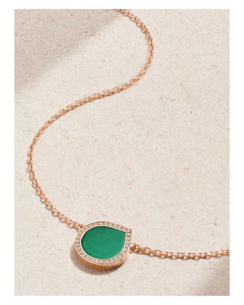 Repossi Antifer 18-karat Rose Gold, Malachite And Diamond Necklace - Green Green