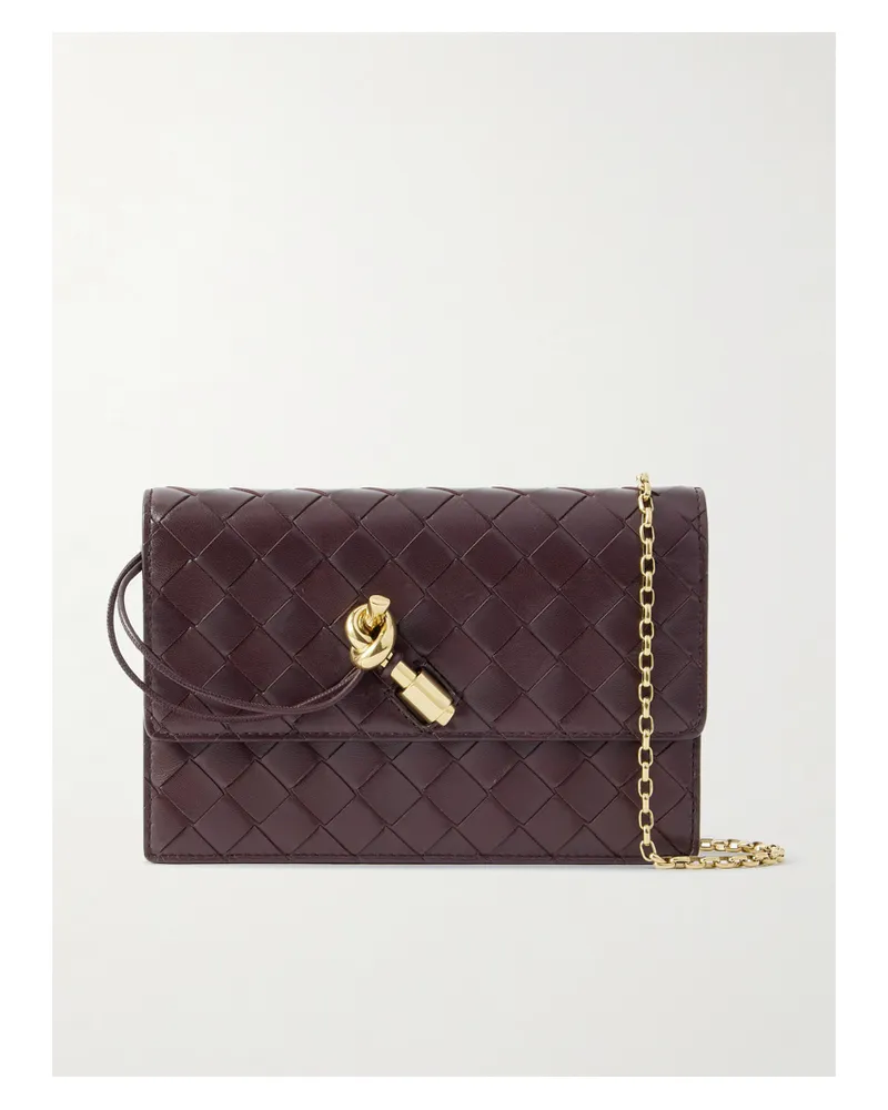 Bottega Veneta Intrecciato Leather Pouch - Burgundy Burgundy
