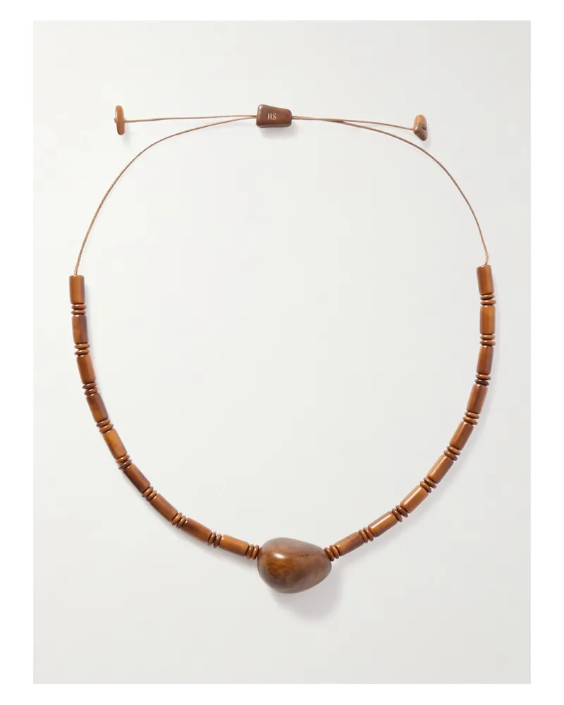 Hunting Season The Choker Kette Aus Leder Mit Taguanuss - Braun Braun