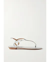 Aquazzura Almost Bare Zehensandalen aus Metallic-leder Silber