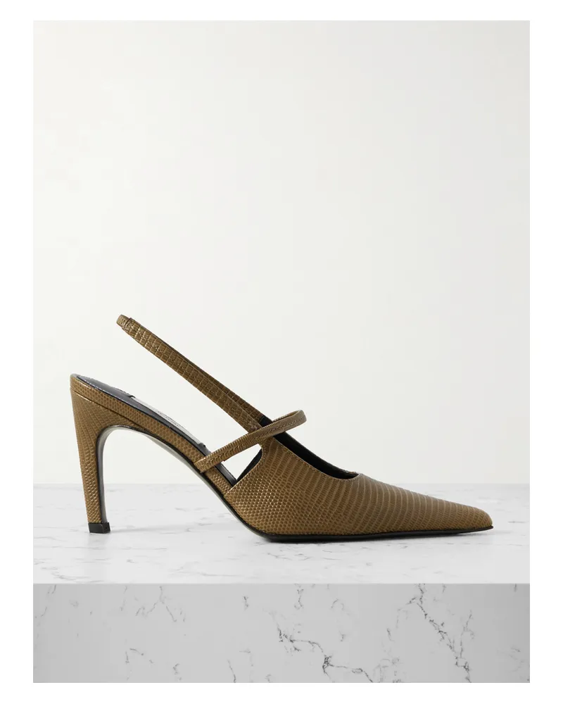Totême Slingback-pumps Aus Leder Mit Eidechseneffekt - Grün Grün