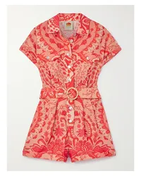 FARM Rio Jaipur Playsuit aus Bedrucktem Leinen Rot