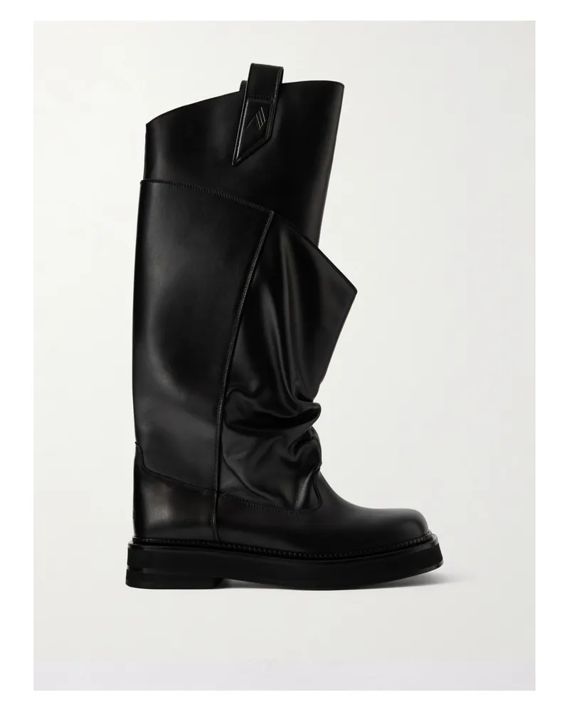 ATTICO Passeggiata Layered Leather Knee Boots - Black Black