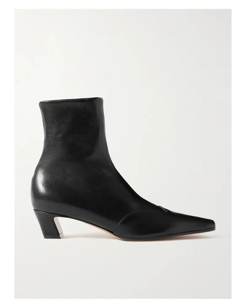 KHAITE Nevada Leather Ankle Boots - Black Black