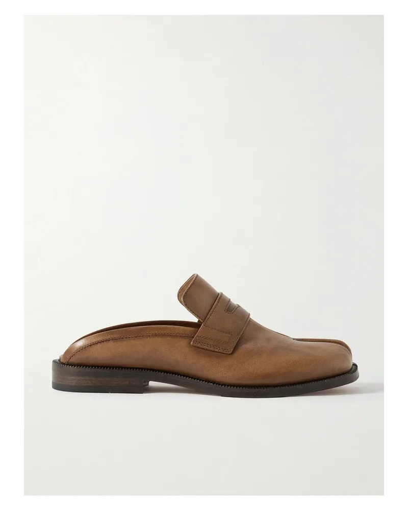 Maison Margiela Tabi City Slippers Mit Geteilter Kappe Aus Leder - Braun Braun