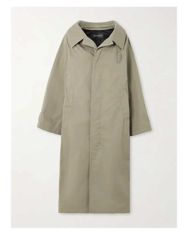 Balenciaga Off-the-shoulder Twill Coat - Neutrals Neutrals