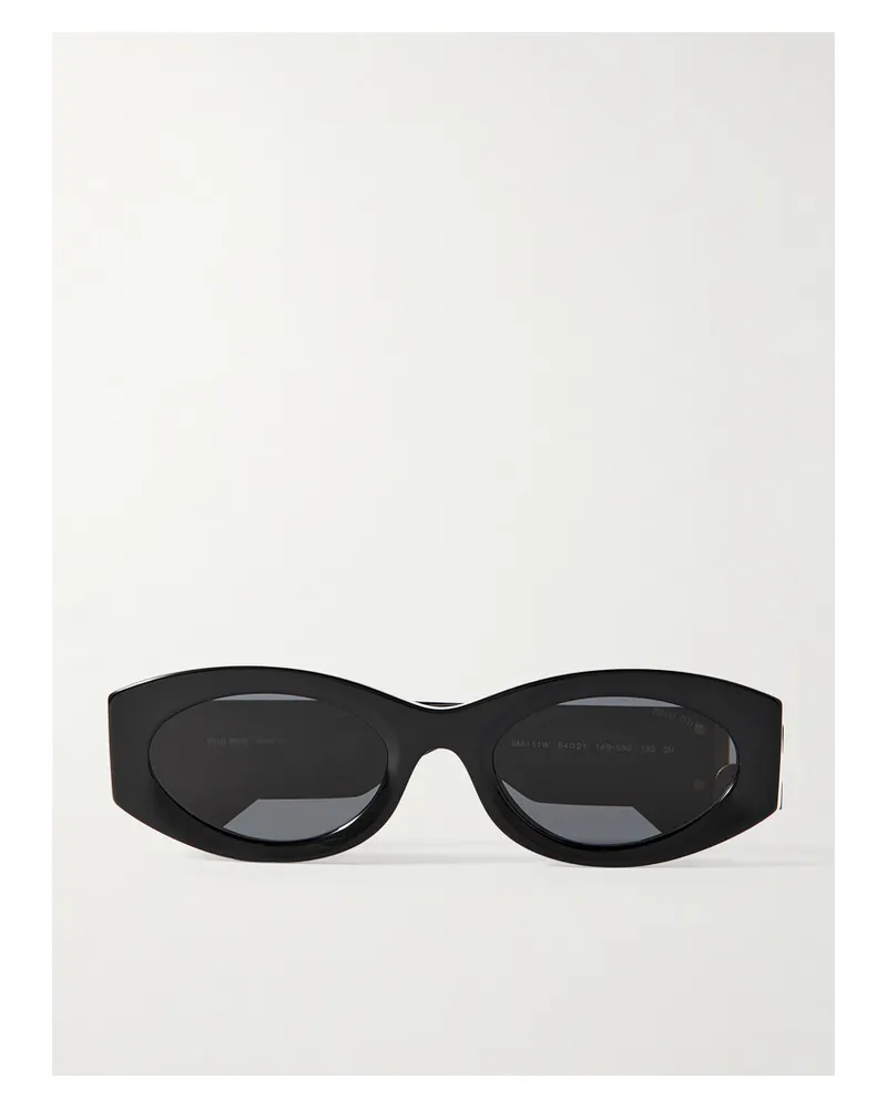 Miu Miu Glimpse Oval-frame Acetate Sunglasses - Black Black