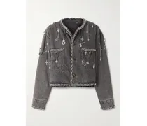 Verkürzte Jeansjacke Mit Verzierungen - Grau