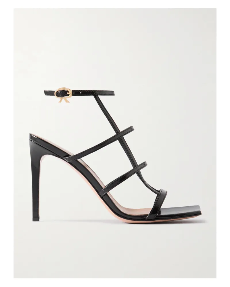 Gianvito Rossi 95 Sandalen Aus Glanzleder - Schwarz Schwarz