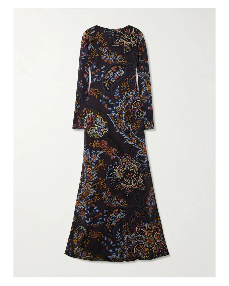 Etro Maxikleid Aus Bedrucktem Jersey Mit Freier Rückenpartie - Schwarz Schwarz
