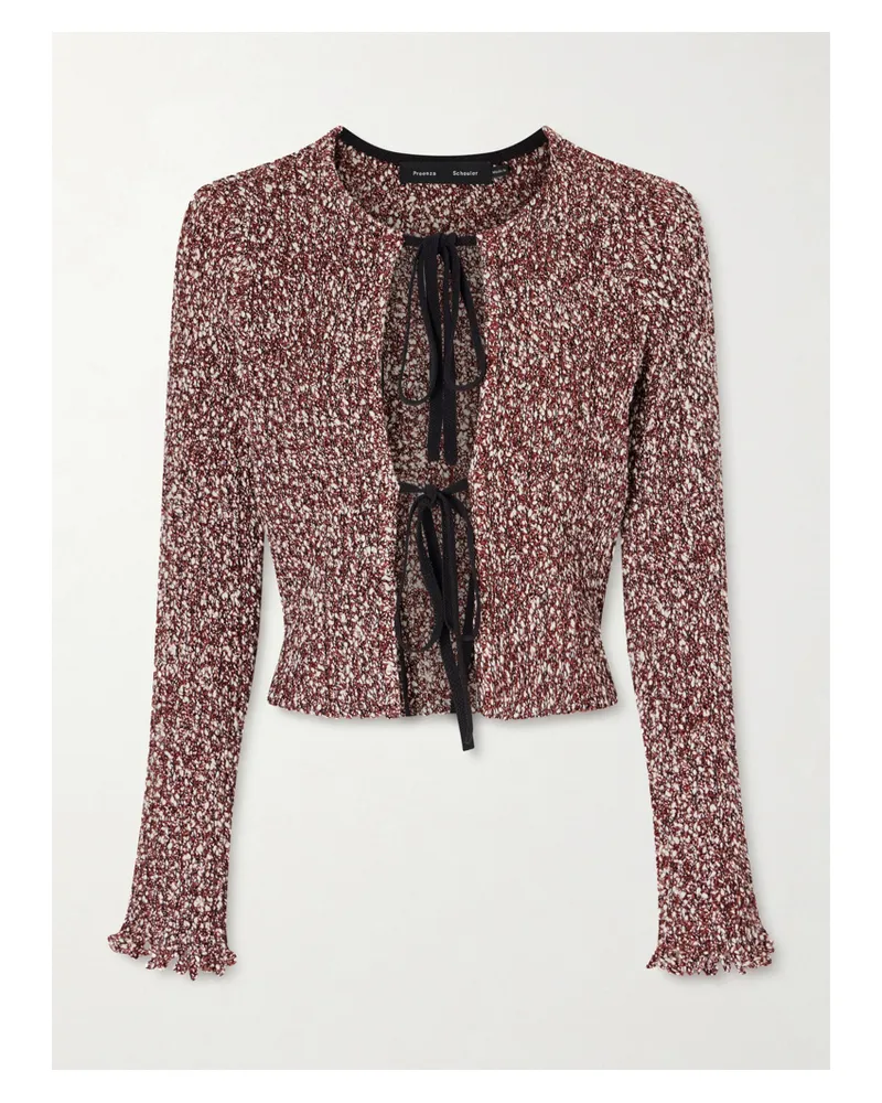 Proenza Schouler Colette Tie-front Cotton-blend Bouclé Cardigan - Burgundy Burgundy
