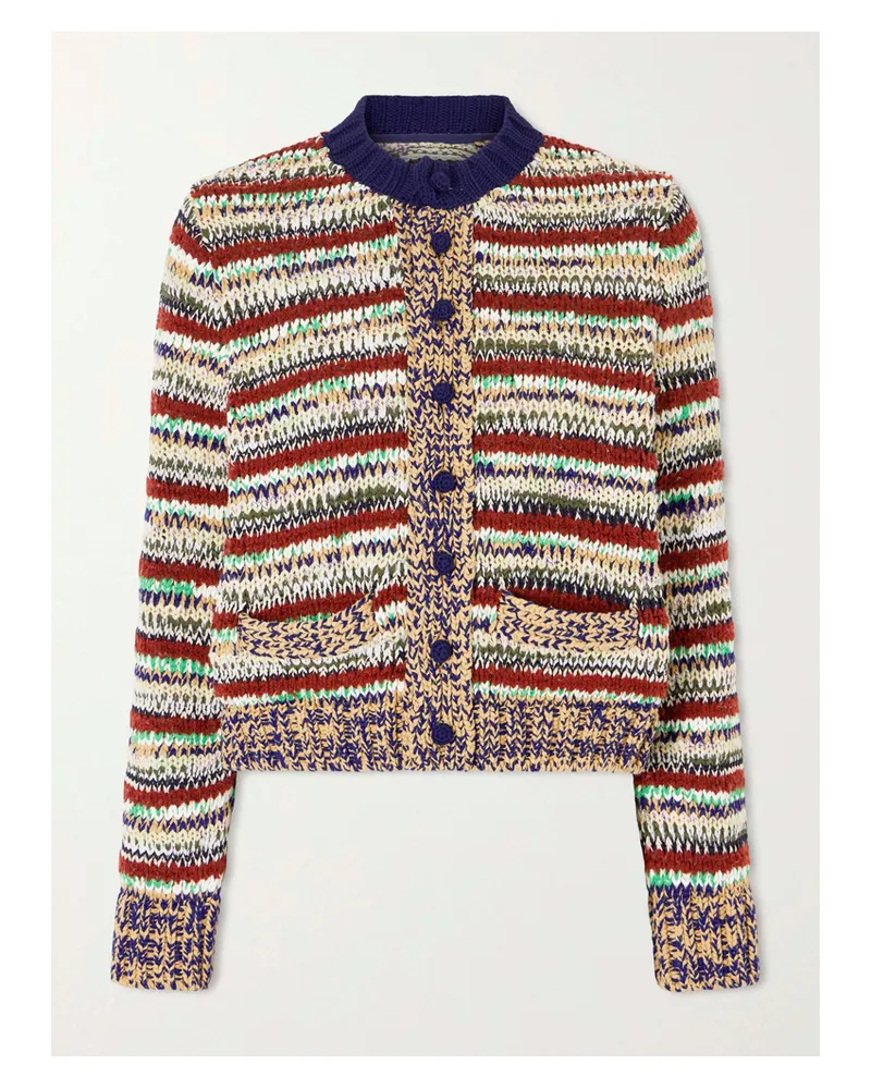 Sacai Striped Cotton-blend Cardigan - Multi Multi