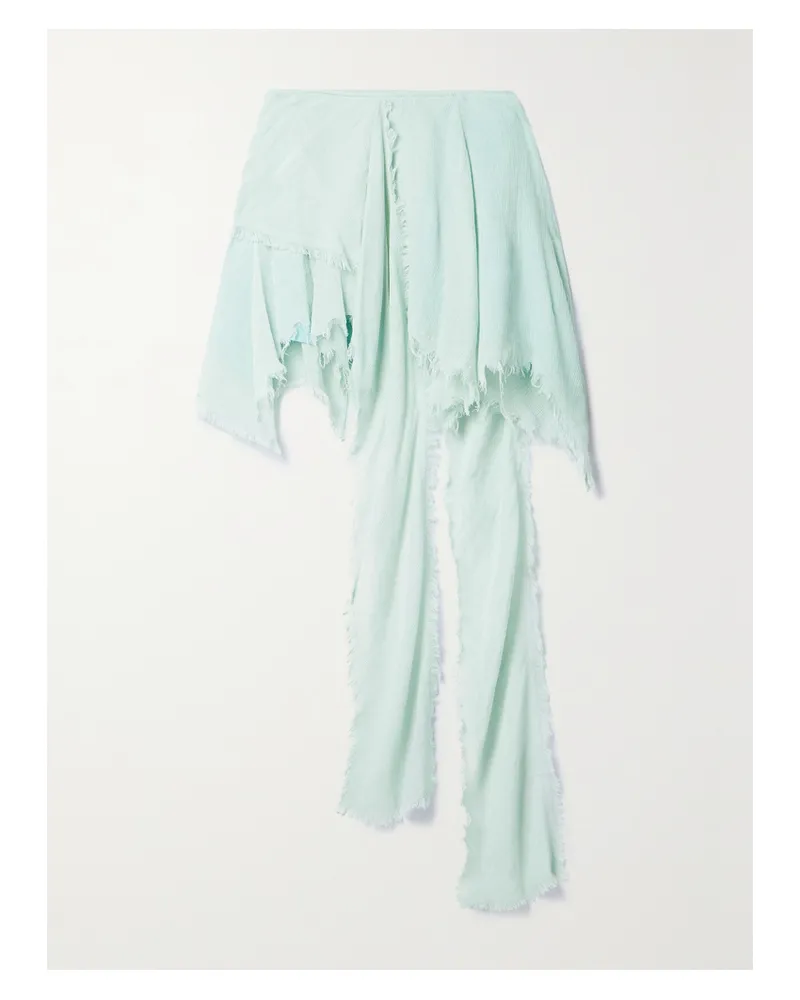 Acne Studios Asymmetrischer Minirock Aus Krepon Mit Fransen - Blau Blau