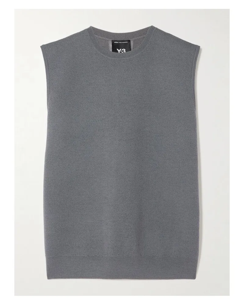 adidas Y-3 Weste Aus Wolle Mit Fransen - Grau Grau