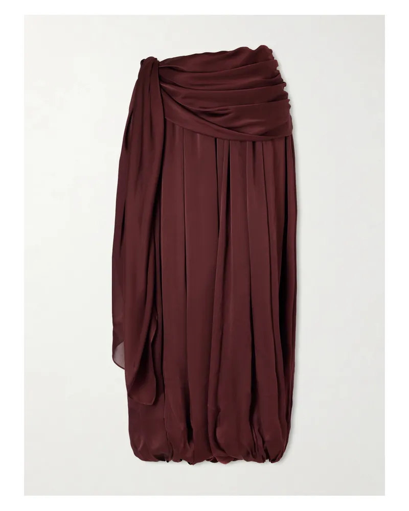 Zimmermann Luna Draped Silk Wide-leg Pants - Burgundy Burgundy
