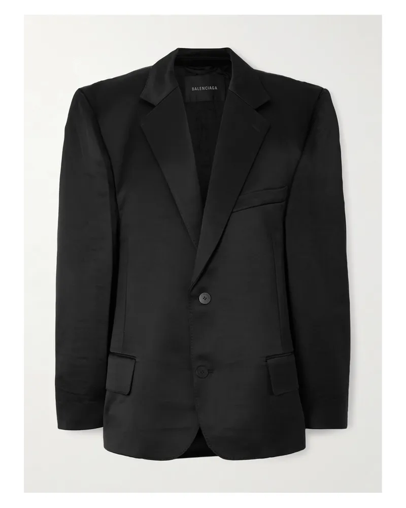 Balenciaga Cotton-blend Satin Blazer - Black Black