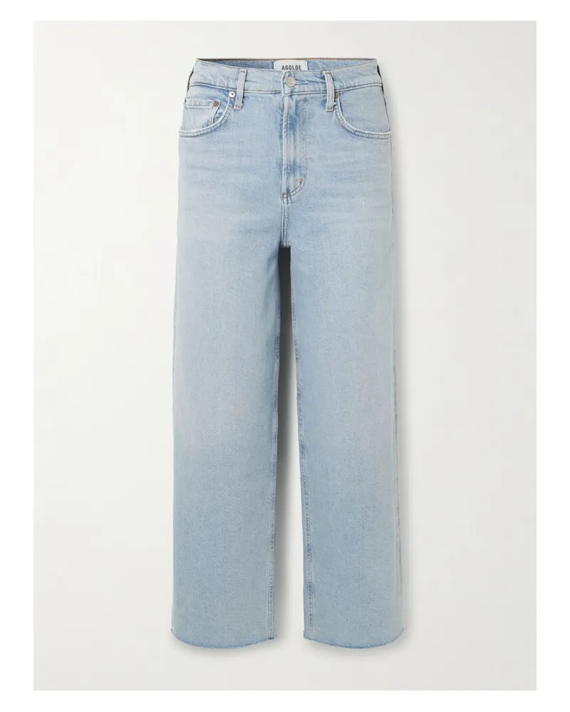 AGOLDE Ren Hoch Sitzende Jeans Mit Weitem Bein Und Fransen - Blau Blau
