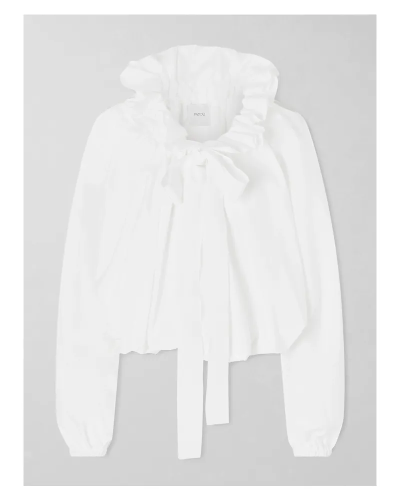 Patou Tie-detailed Ruffled Cotton-poplin Blouse - White White