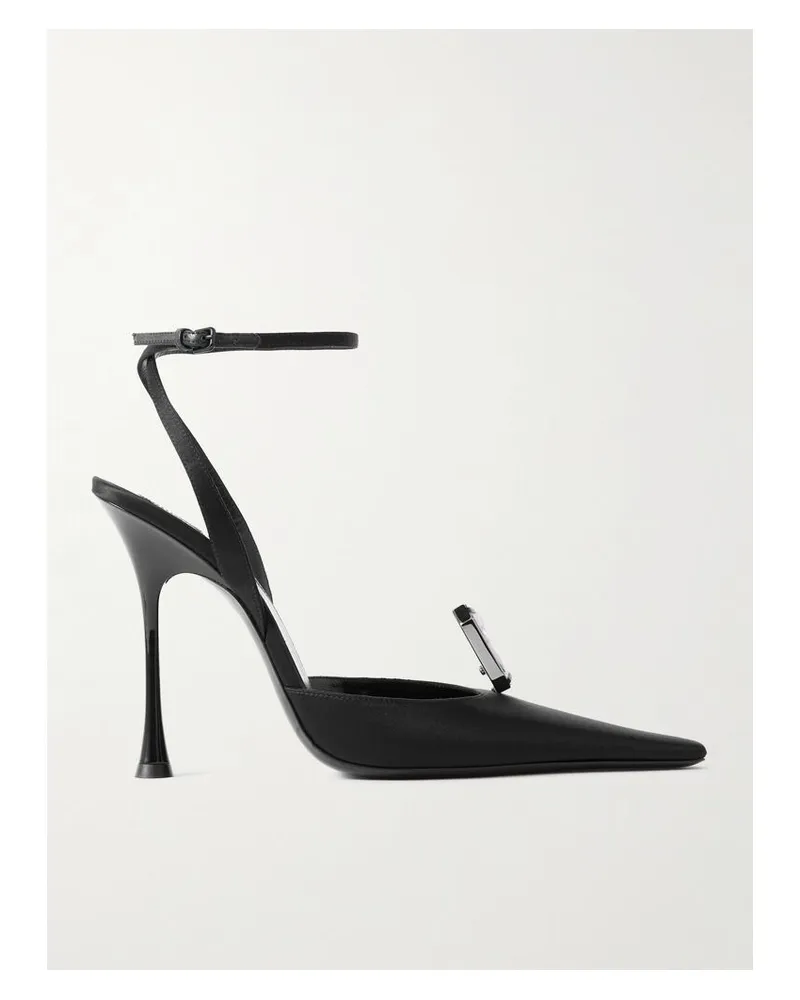 Saint Laurent Harlow Pumps Aus Satin Mit Kristall - Schwarz Schwarz