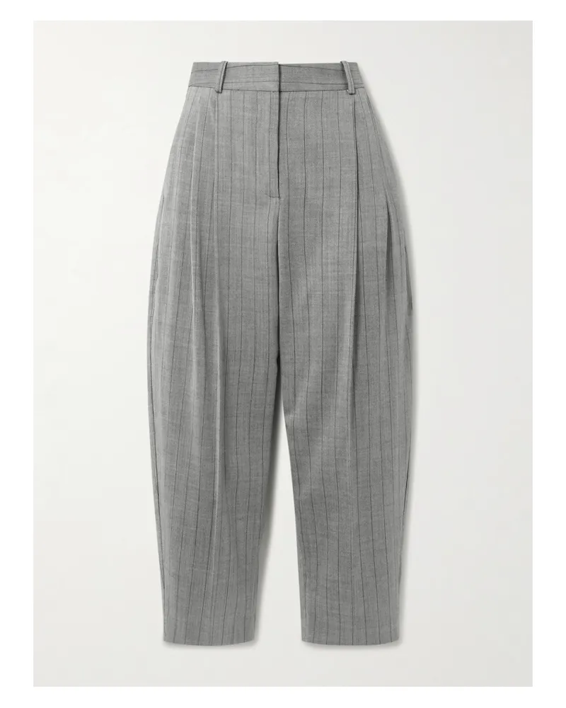 Stella McCartney Verkürzte Karottenhose Aus Twill Aus Einer Wollmischung Mit Nadelstreifen Und Falten - Grau Grau