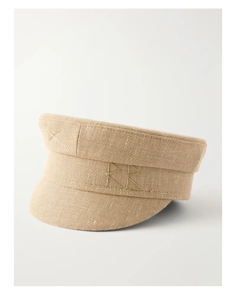 RUSLAN BAGINSKIY Baker Boy Embroidered Woven Cap - Neutrals Neutrals