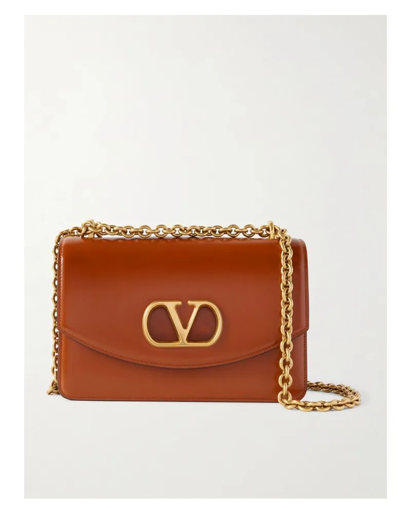 Valentino Garavani Vain Schultertasche Aus Glanzleder - Braun Braun