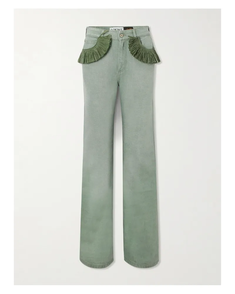 Loewe Paula's Ibiza Hoch Sitzende Jeans Mit Geradem Bein Und Fransen - Grün Grün