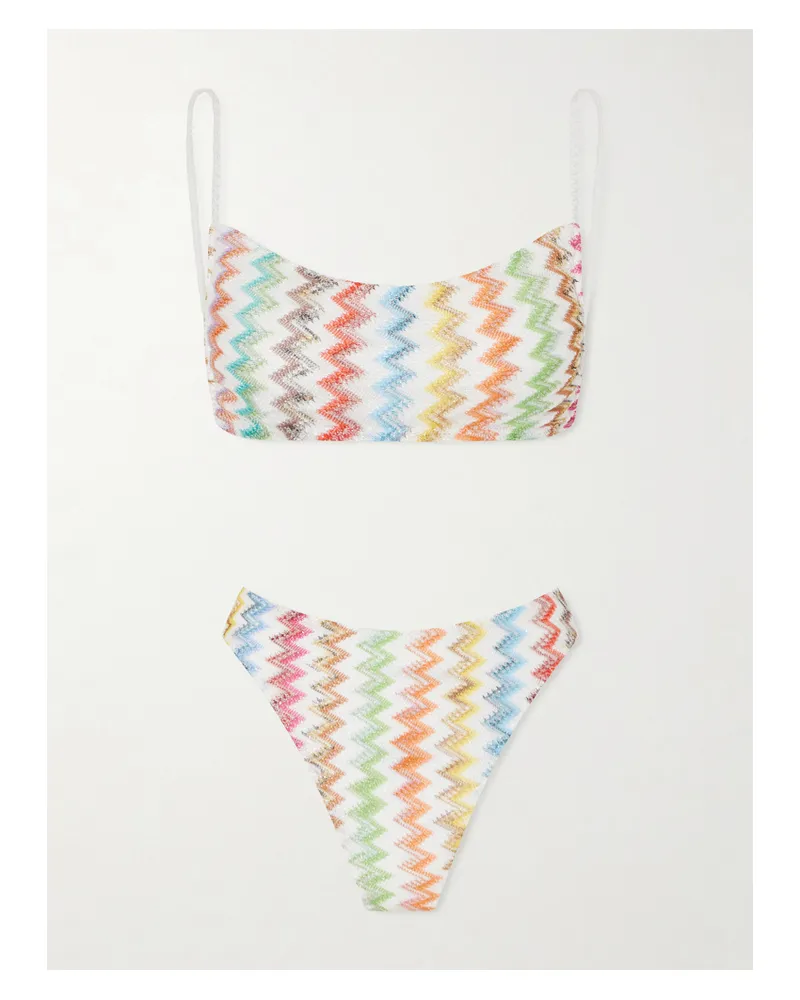 Missoni Striped Crochet-knit Triangle Bikini - White White