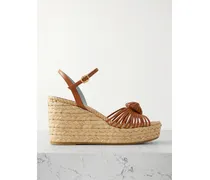 Espadrille-sandalen Mit Plateau Und Lederbesätzen - Braun