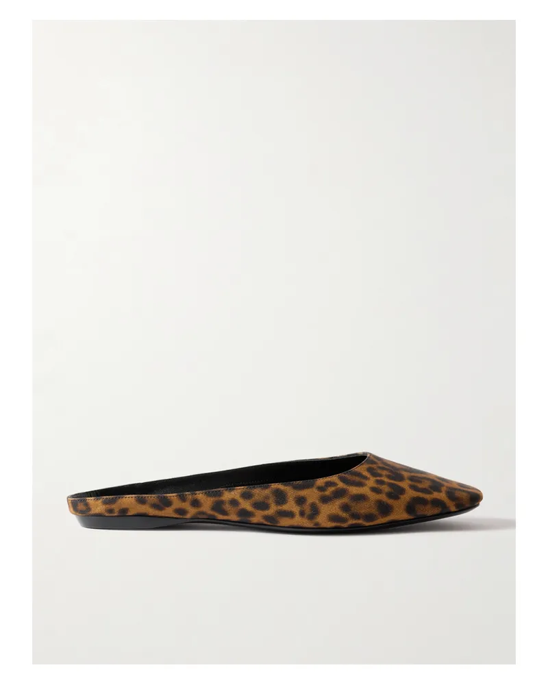Saint Laurent Lido Leopard-print Grosgrain Slippers - Animal print Animal