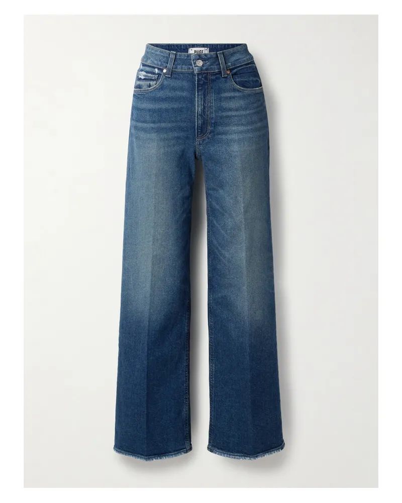 Paige Sasha Hoch Sitzende Jeans Mit Weitem Bein Und Fransen - Blau Blau