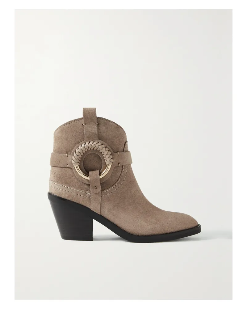 See by Chloé Hana Ankle Boots Aus Veloursleder Mit Verzierung - Braun Braun